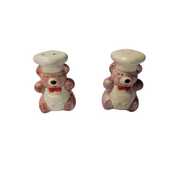 Unbranded Other - Vintage 1980s Teddy Bear Chef Salt Pepper and Shaker Set